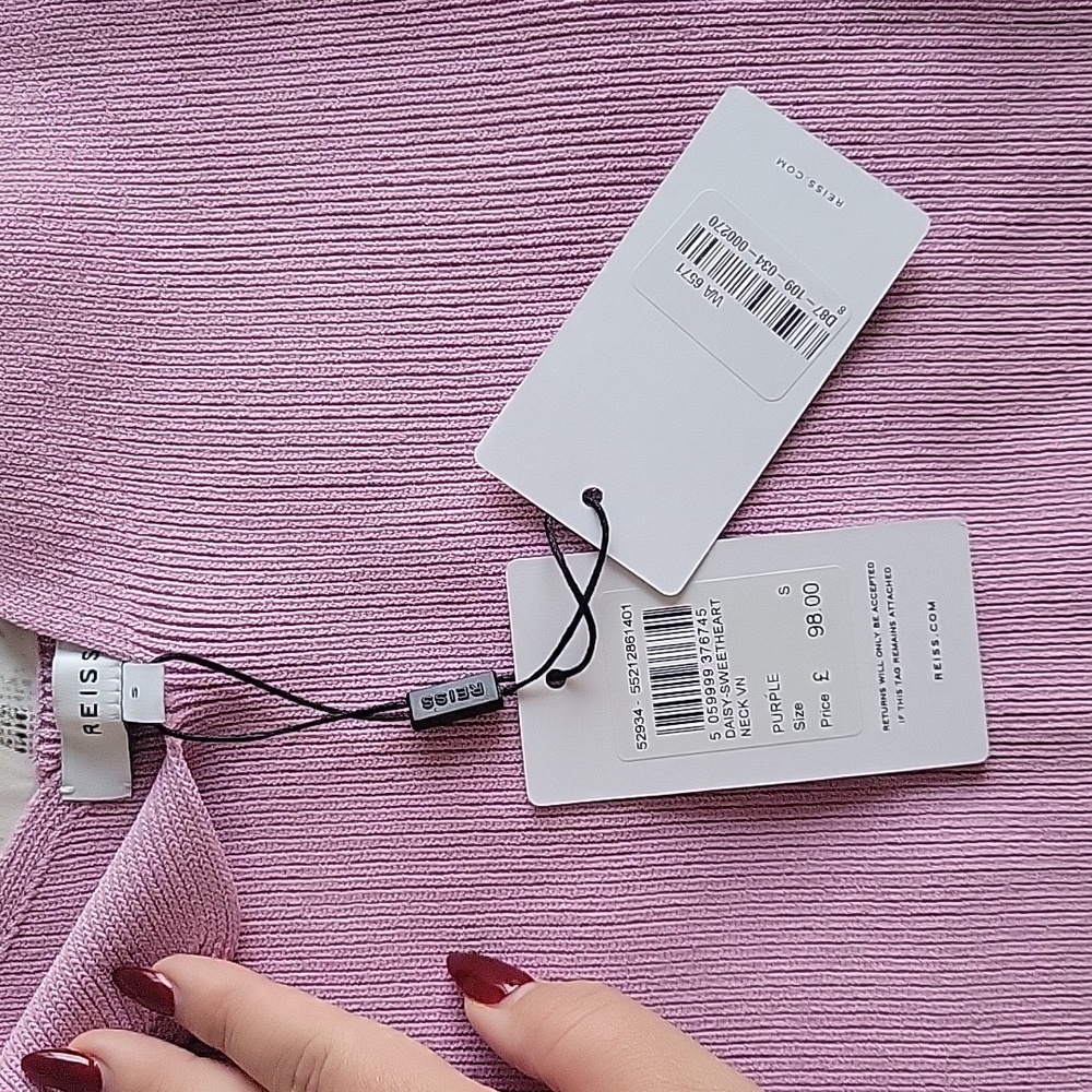 Reiss Lilac Ribbed Tank Top - Picture 2 of 3